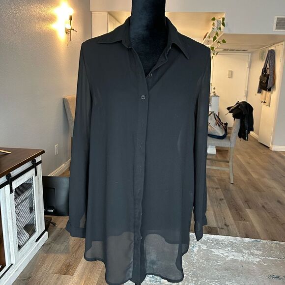 PLT mesh beach black shirt blouse US2 new - Picture 5 of 6